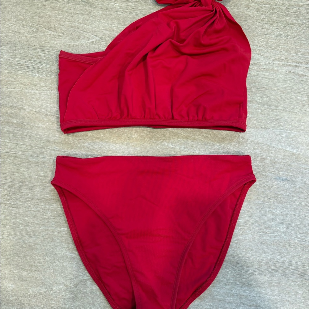 Free People Red One-Shoulder Bikini Set
